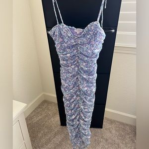 Pink blush ruched floral dress